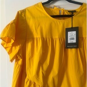 Yellow ruffled dress by who what wear 1x
